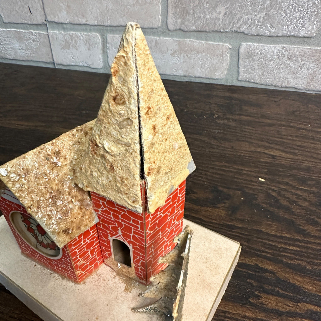 Vintage Mid Century Christmas Set of 8 Village Mica Putz Houses w/ Box
