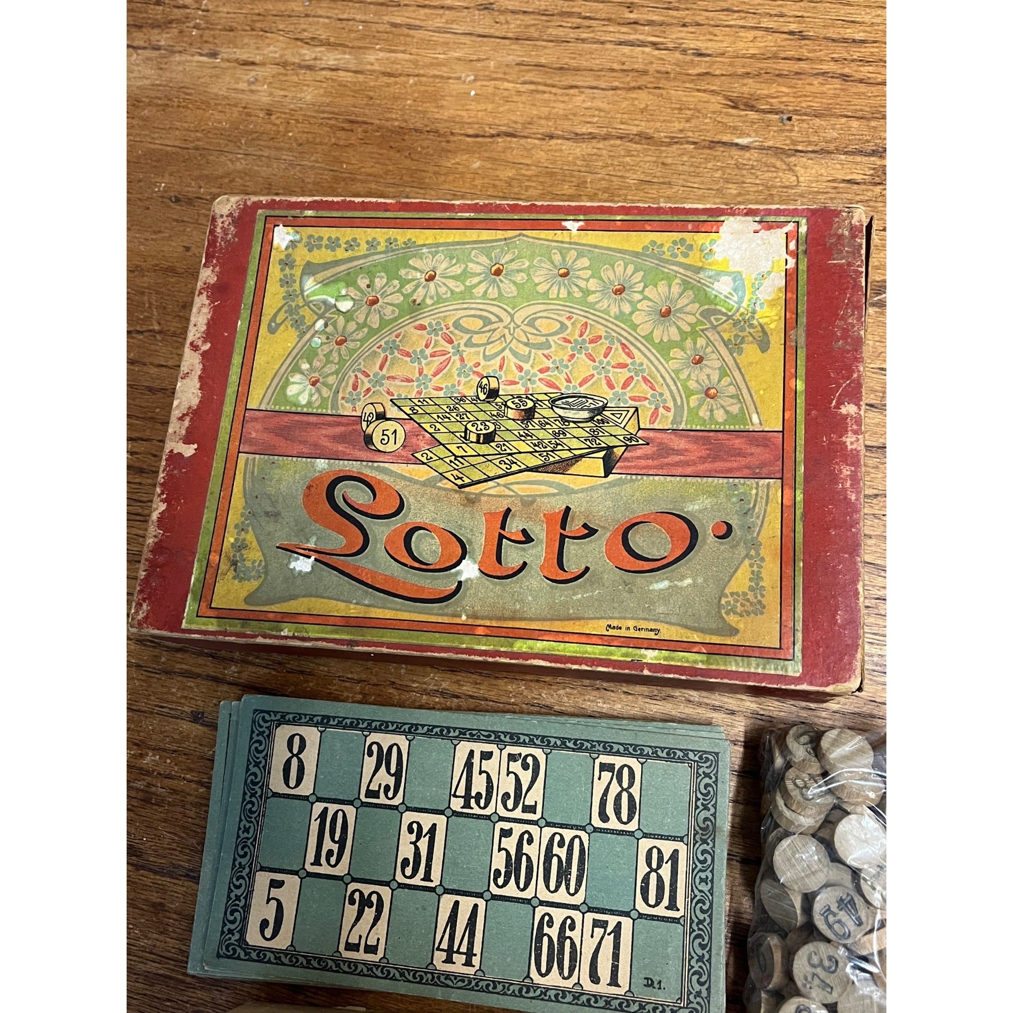 Antique Victorian 19th Century Lotto Game Made in Germany Original Box OLD