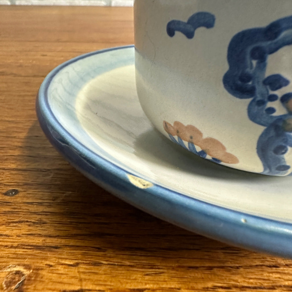M.A. Hadley Art Pottery Tea / Coffee Mug Cup & Saucer Farm Dog