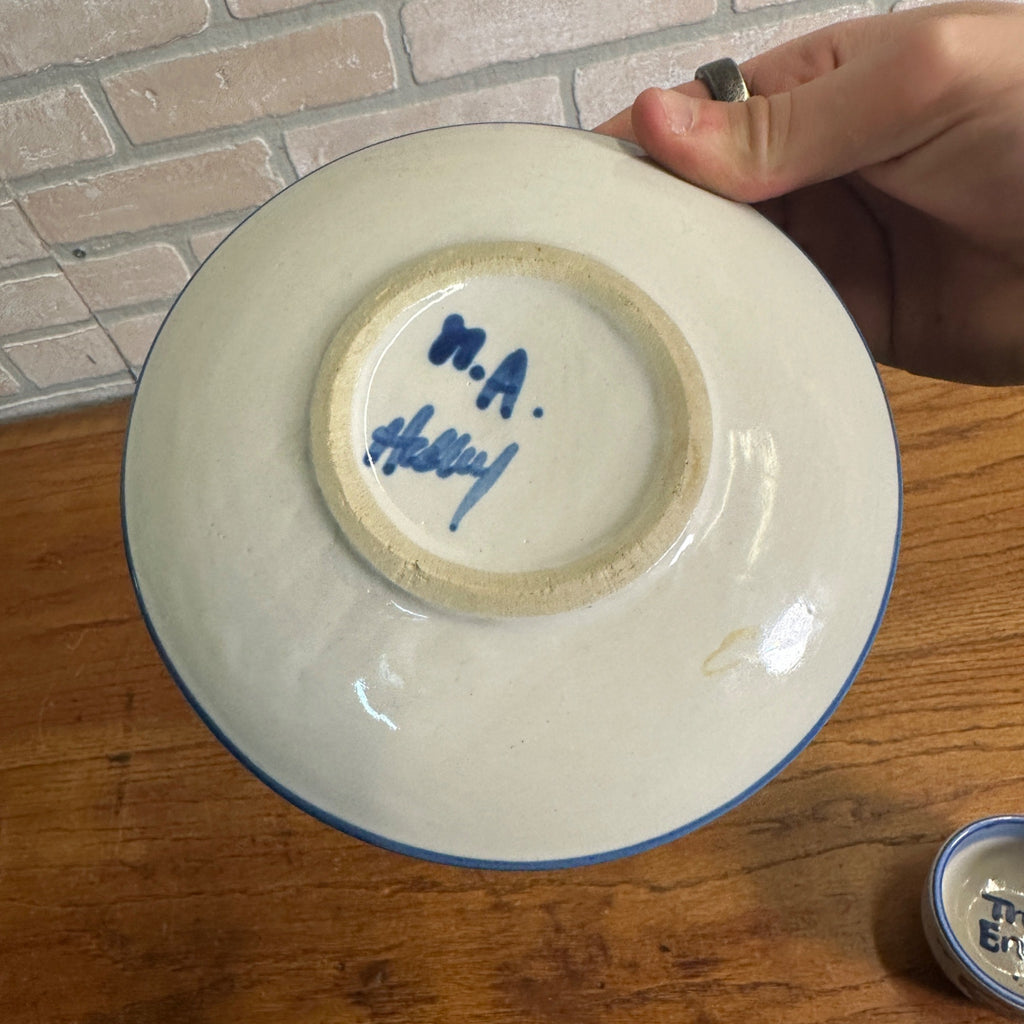 M.A. Hadley Art Pottery Tea / Coffee Mug Cup & Saucer Farm Dog
