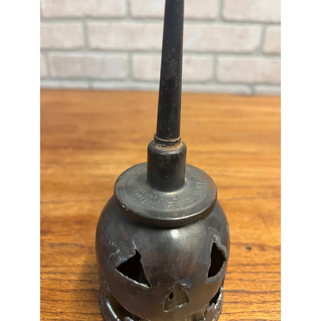 Halloween Jack-O-Lantern Cut Metal Hand Oiler Oil Can Vintage JOL