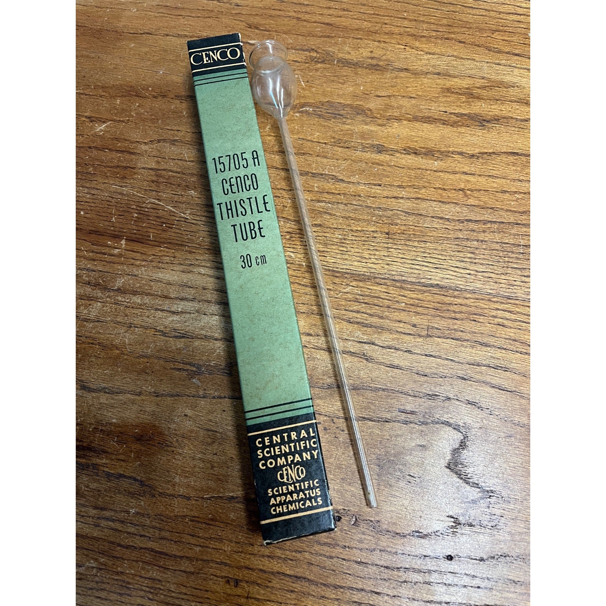 Vintage Cenco Glass Lab Thistle Tube 15705A Top Funnel w/ Box New Old Stock