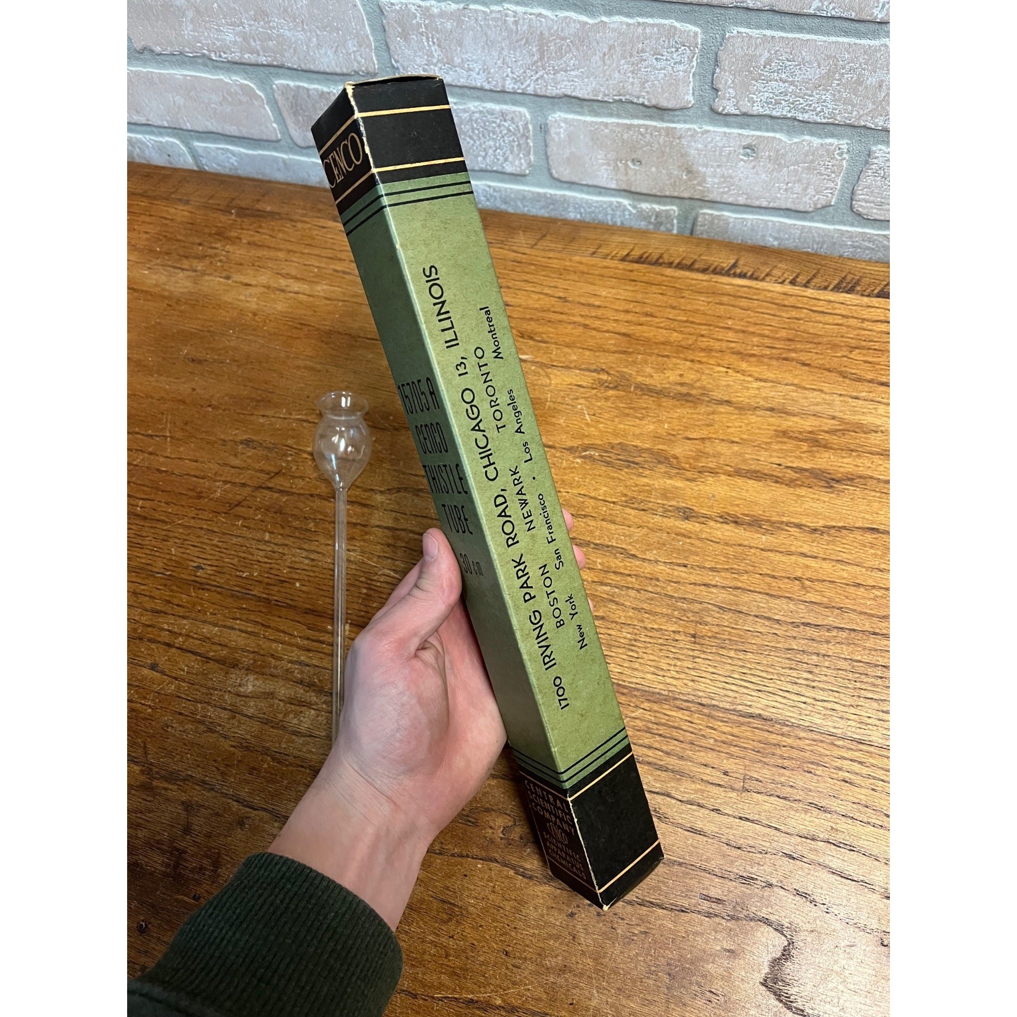 Vintage Cenco Glass Lab Thistle Tube 15705A Top Funnel w/ Box New Old Stock