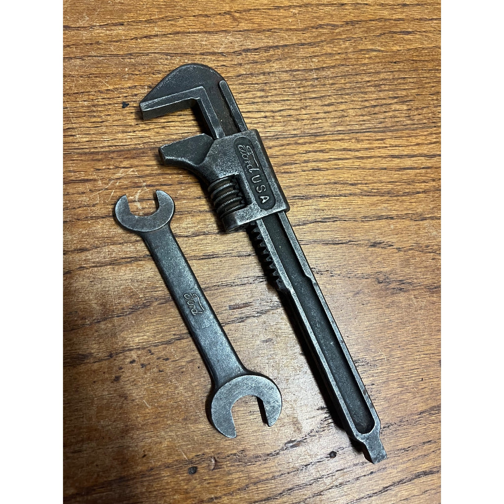 Vintage Ford Motor Company Adjustable Pipe and Open-End Wrench Set USA Hand Tools