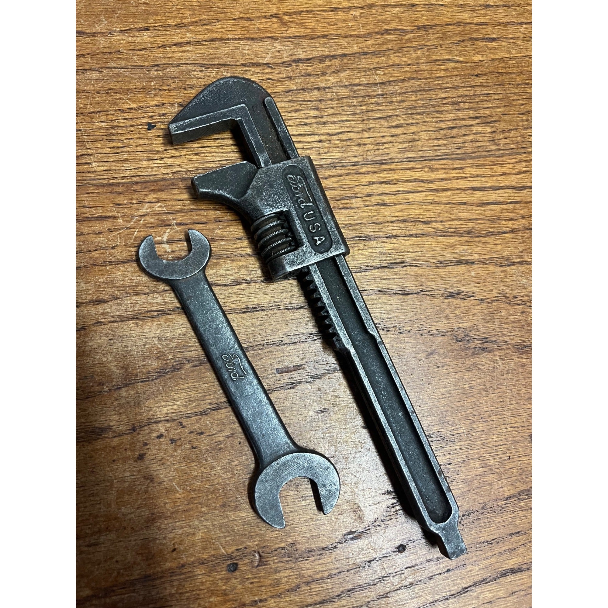 Vintage Ford Motor Company Adjustable Pipe and Open-End Wrench Set USA Hand Tools