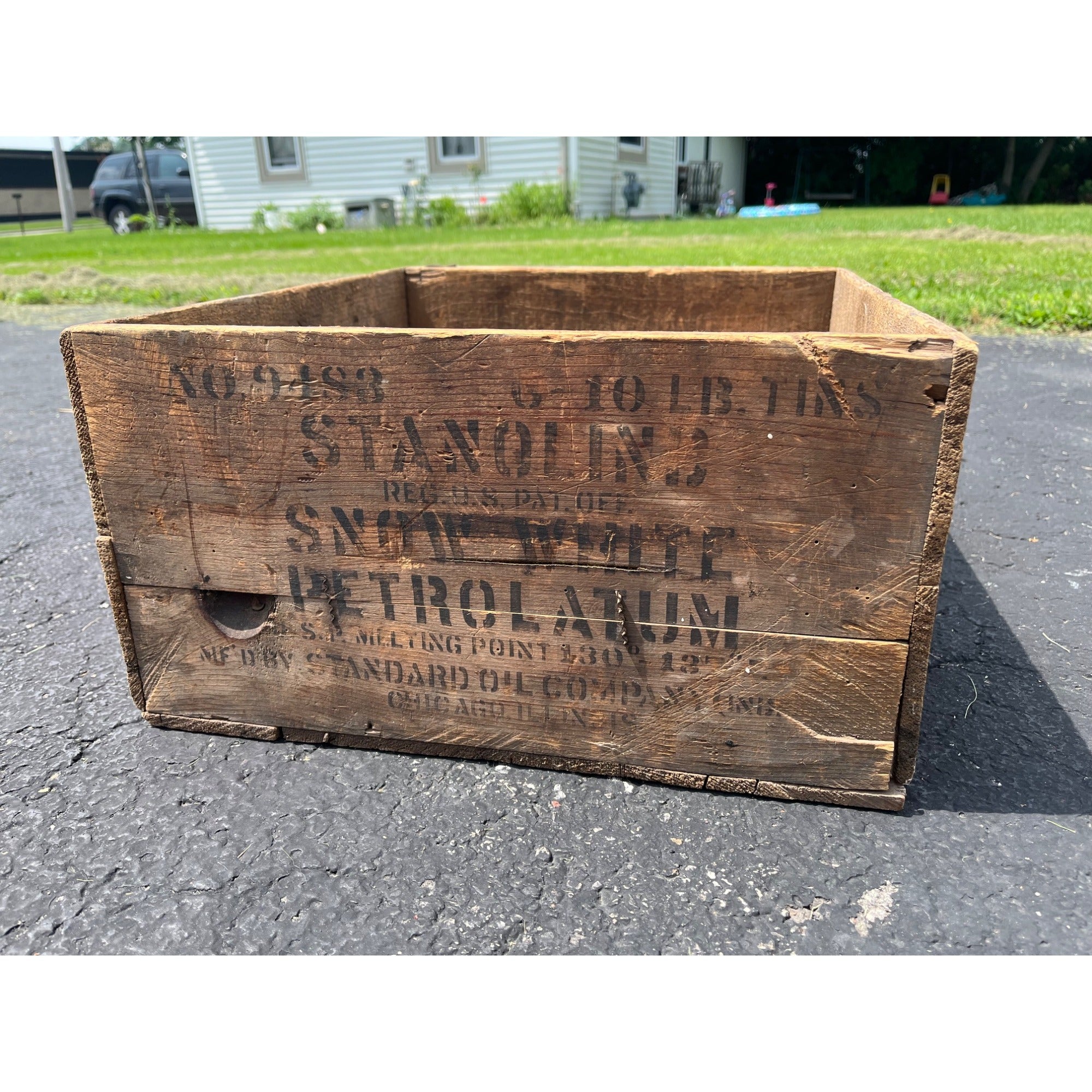 Vintage Stanolind Snow White Petroleum Standard Oil Co Indiana Wood Crate