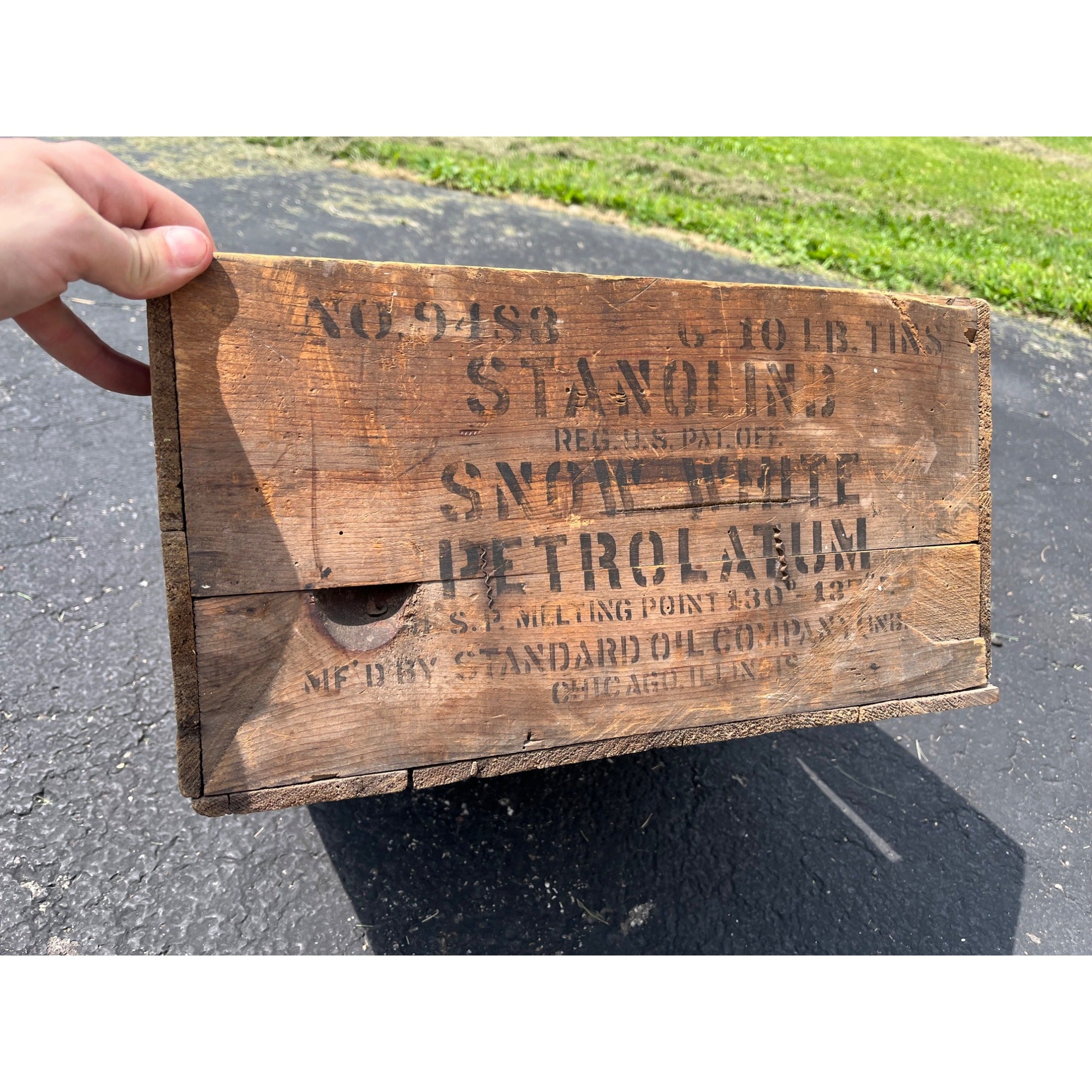 Vintage Stanolind Snow White Petroleum Standard Oil Co Indiana Wood Crate