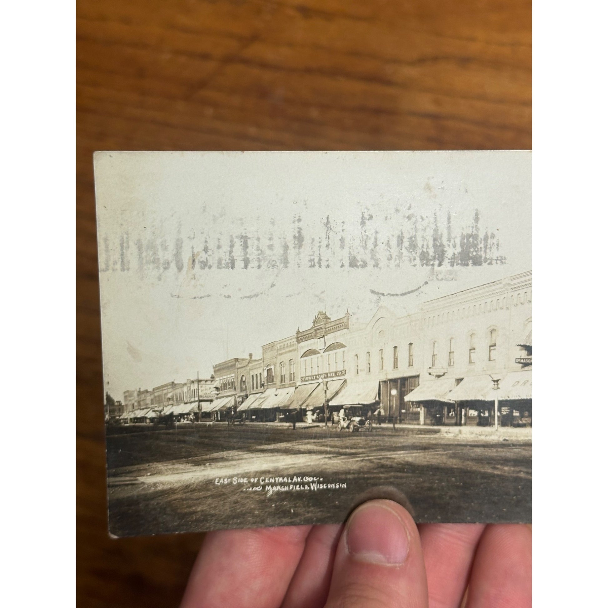 RPPC Postcard Part Of East Side Central Ave Marshfield, Wisconsin 1909 WI Wis