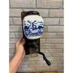 Vintage Dutch Delft Blue Wall Coffee Grinder Porcelain Windmill Scene