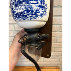 Vintage Dutch Delft Blue Wall Coffee Grinder Porcelain Windmill Scene