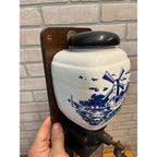 Vintage Dutch Delft Blue Wall Coffee Grinder Porcelain Windmill Scene
