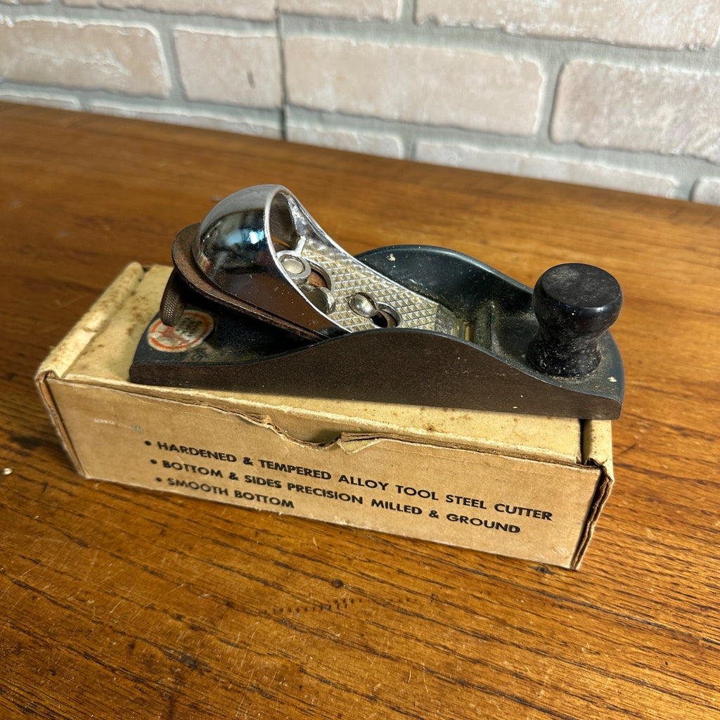 Vintage 7" Wood Block Plane No G2 Great Neck Saw & Mfg Made In USA w/ Box