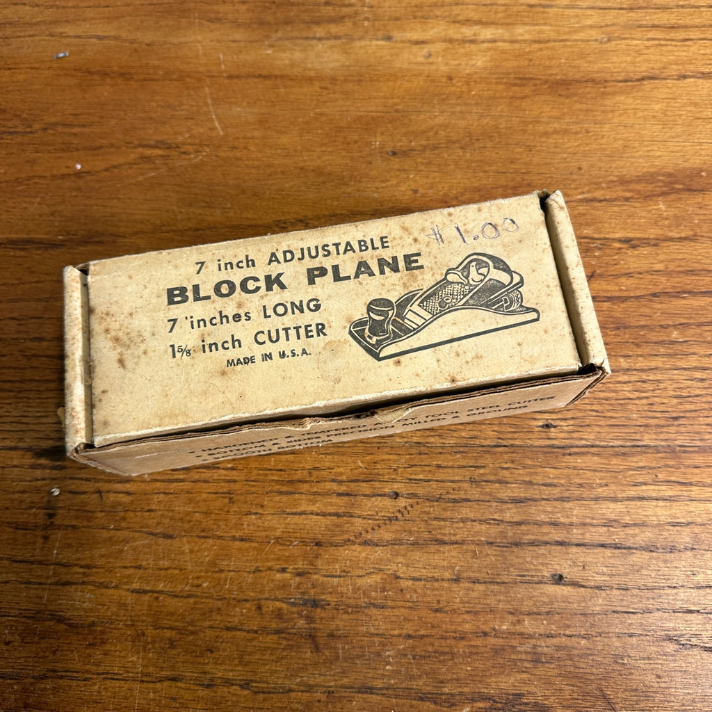Vintage 7" Wood Block Plane No G2 Great Neck Saw & Mfg Made In USA w/ Box