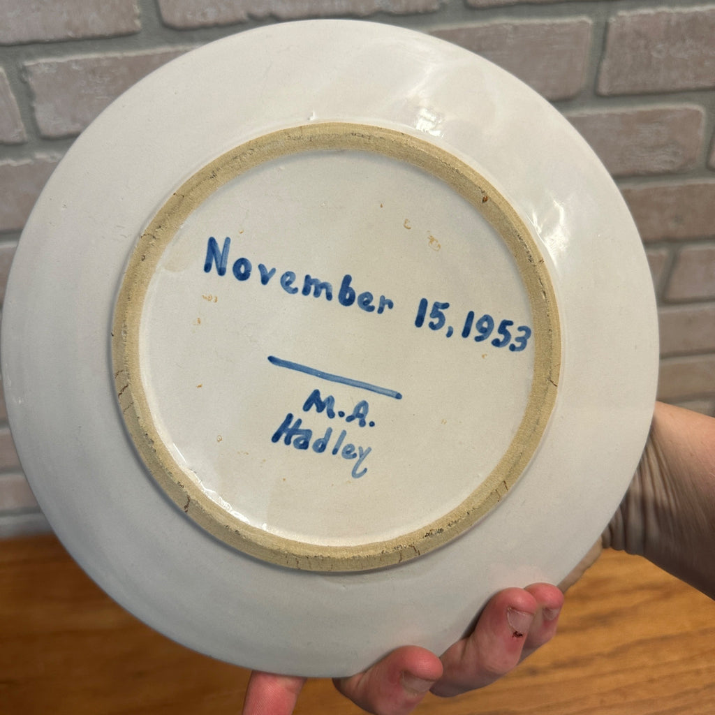 MA Hadley 9" Plate Name Birth Carson Farmer's Daughter Ceramic