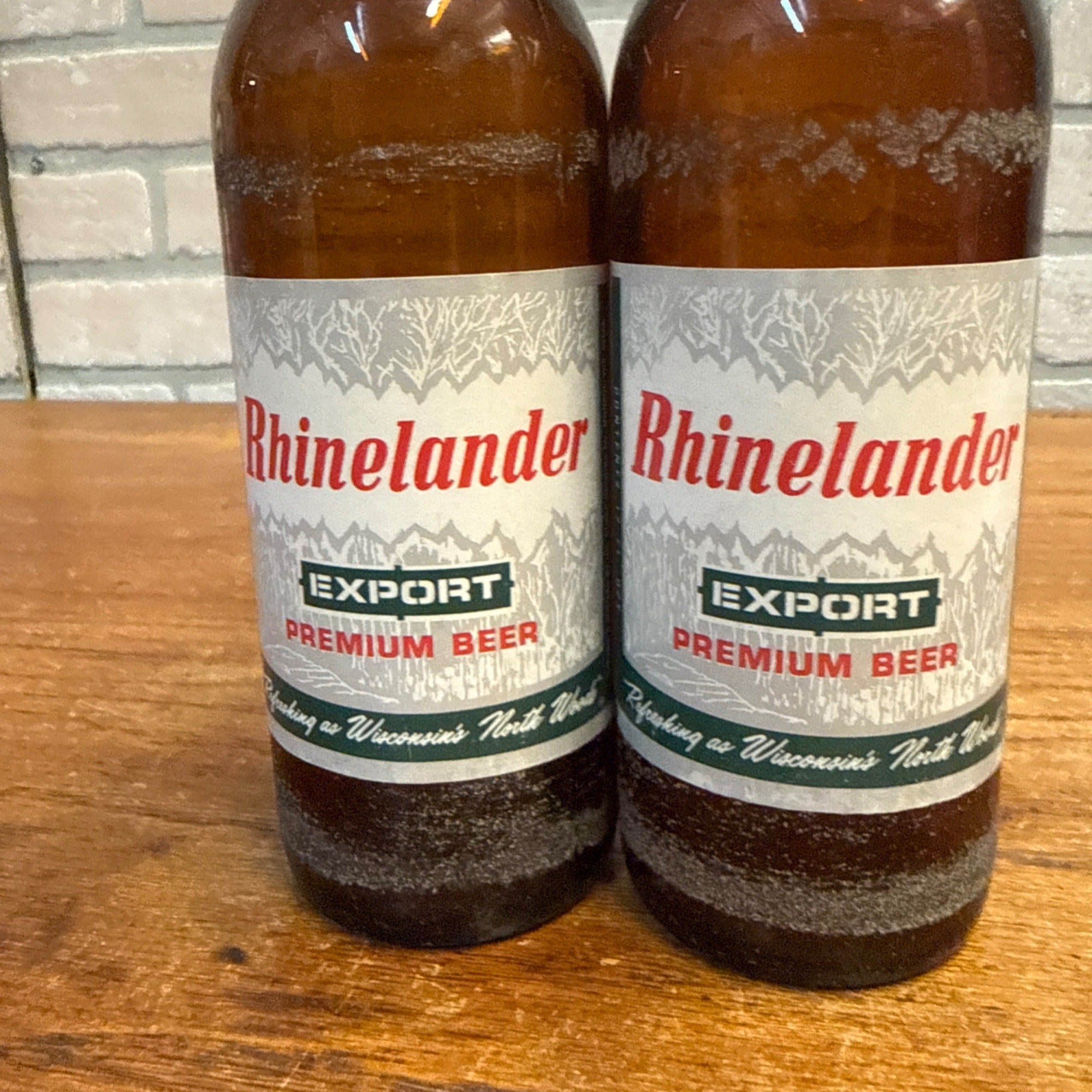 Vintage Rhinelander Export Premium Beer Bottles Lot (2) w/ Labels 1960s Wis WI