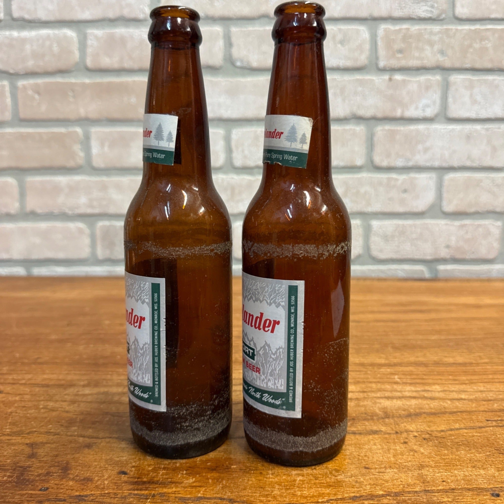 Vintage Rhinelander Export Premium Beer Bottles Lot (2) w/ Labels 1960s Wis WI