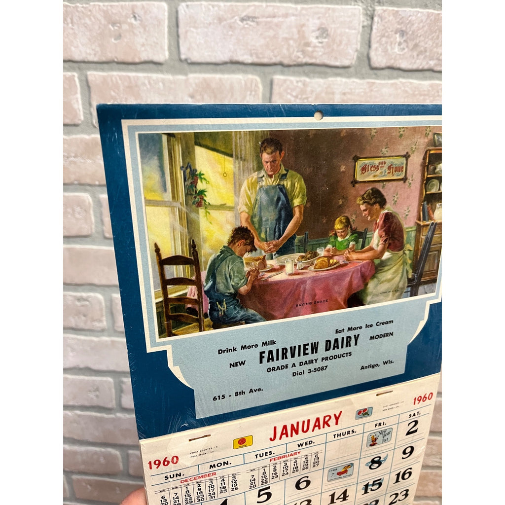 Vintage 1961 Fairwater Dairy Antigo Wisconsin Wis Advertising Calendar Sign