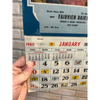 Vintage 1961 Fairwater Dairy Antigo Wisconsin Wis Advertising Calendar Sign