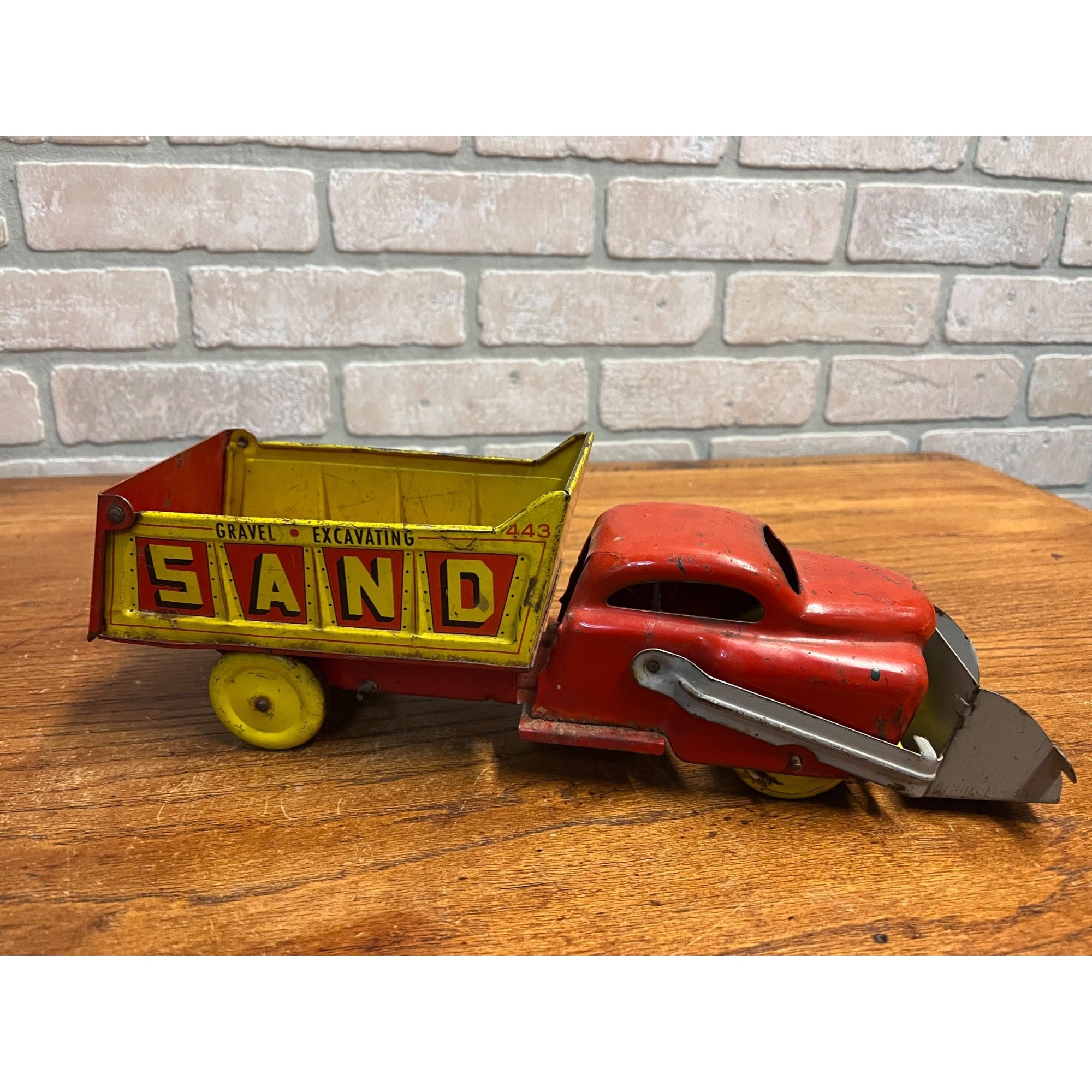 Vintage Wyandotte Sand and Gravel Pressed Steel Dump Truck with Excavator