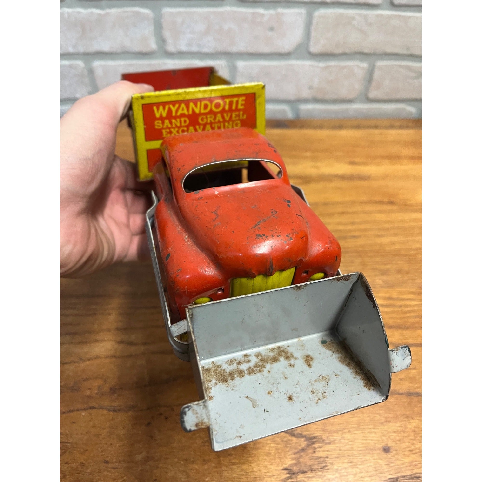 Vintage Wyandotte Sand and Gravel Pressed Steel Dump Truck with Excavator