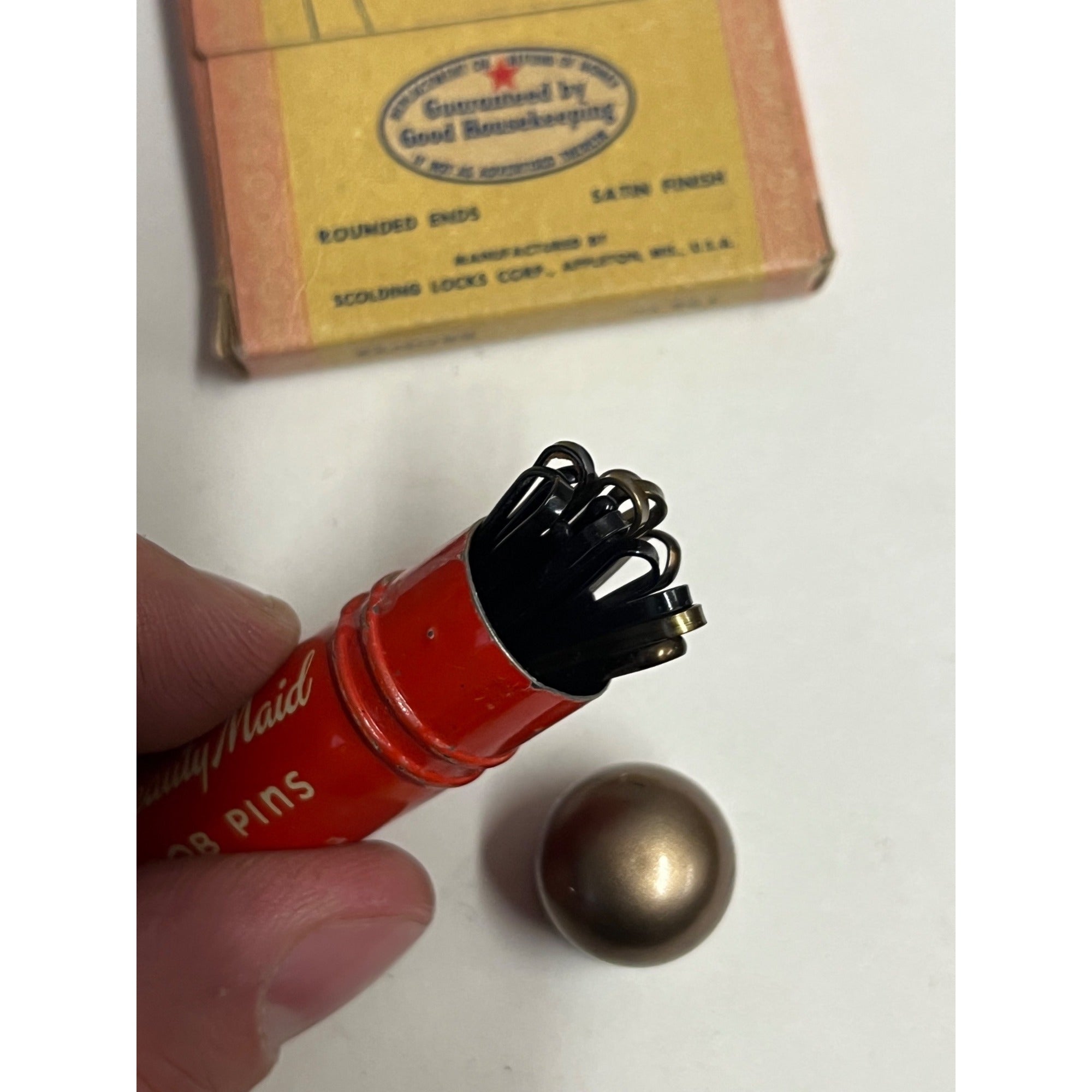 Vintage 1960s Beauty Maid Bob Pins Tube & Scoldy Lox Hairpins NOS Box