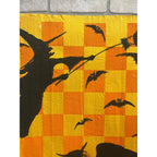 Vintage Halloween Crepe Paper Banner Panel Witch & Bats Checkerboard Dennison?