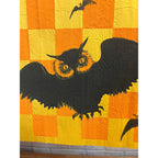Vintage Halloween Crepe Paper Banner Panel Witch & Bats Checkerboard Dennison?