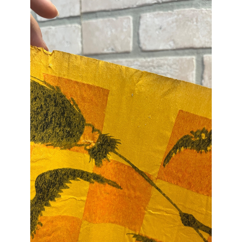 Vintage Halloween Crepe Paper Banner Panel Witch & Bats Checkerboard Dennison?