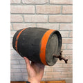 Pre-Prohibition Antique Miniature Wooden Keg Barrel w Brass Spigot Orange & Blue