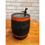 Pre-Prohibition Antique Miniature Wooden Keg Barrel w Brass Spigot Orange & Blue