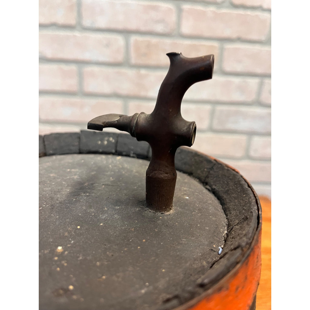 Pre-Prohibition Antique Miniature Wooden Keg Barrel w Brass Spigot Orange & Blue