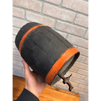 Pre-Prohibition Antique Miniature Wooden Keg Barrel w Brass Spigot Orange & Blue
