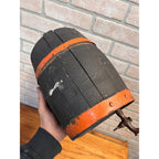 Pre-Prohibition Antique Miniature Wooden Keg Barrel w Brass Spigot Orange & Blue