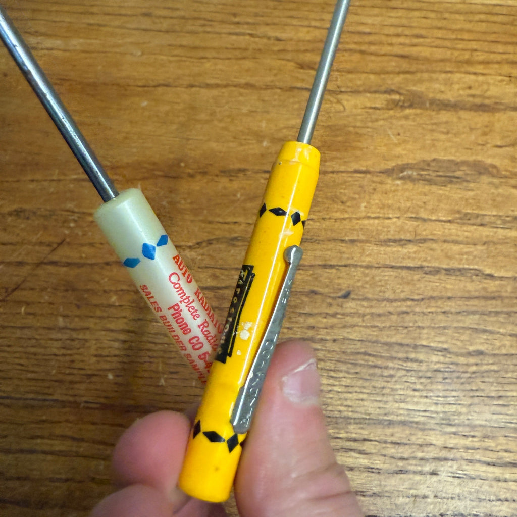 (2) Advertising Mini Screwdrivers Firestone Radiators Salesman Samples