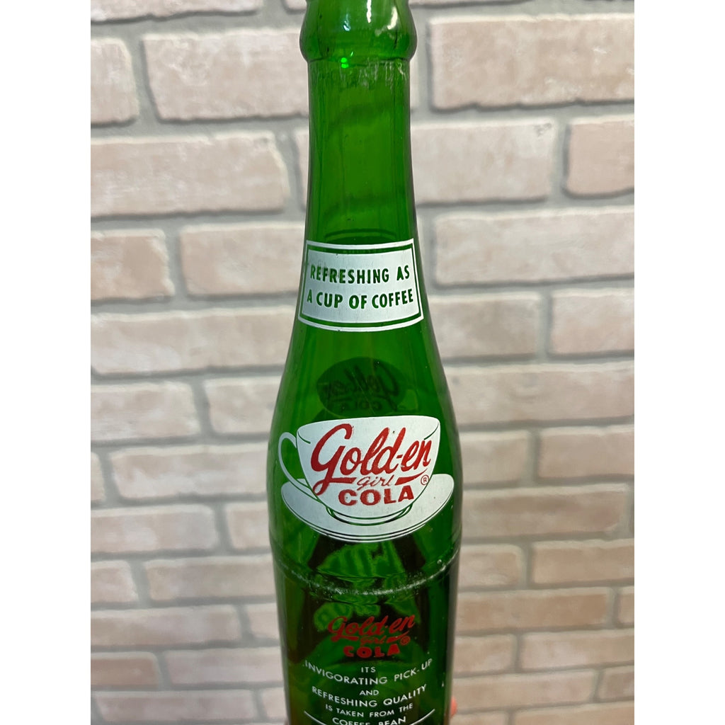 SCARCE 14 oz SUN DROP GOLDEN GIRL Cola soda bottle ACL 1958 SHAWANO WISCONSIN
