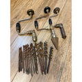 Vintage Manual Hand Crank Drill Set of Three (3) & Metal Bit Lot Hand Tools Woodworking