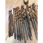 Vintage Manual Hand Crank Drill Set of Three (3) & Metal Bit Lot Hand Tools Woodworking