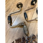 Vintage Manual Hand Crank Drill Set of Three (3) & Metal Bit Lot Hand Tools Woodworking