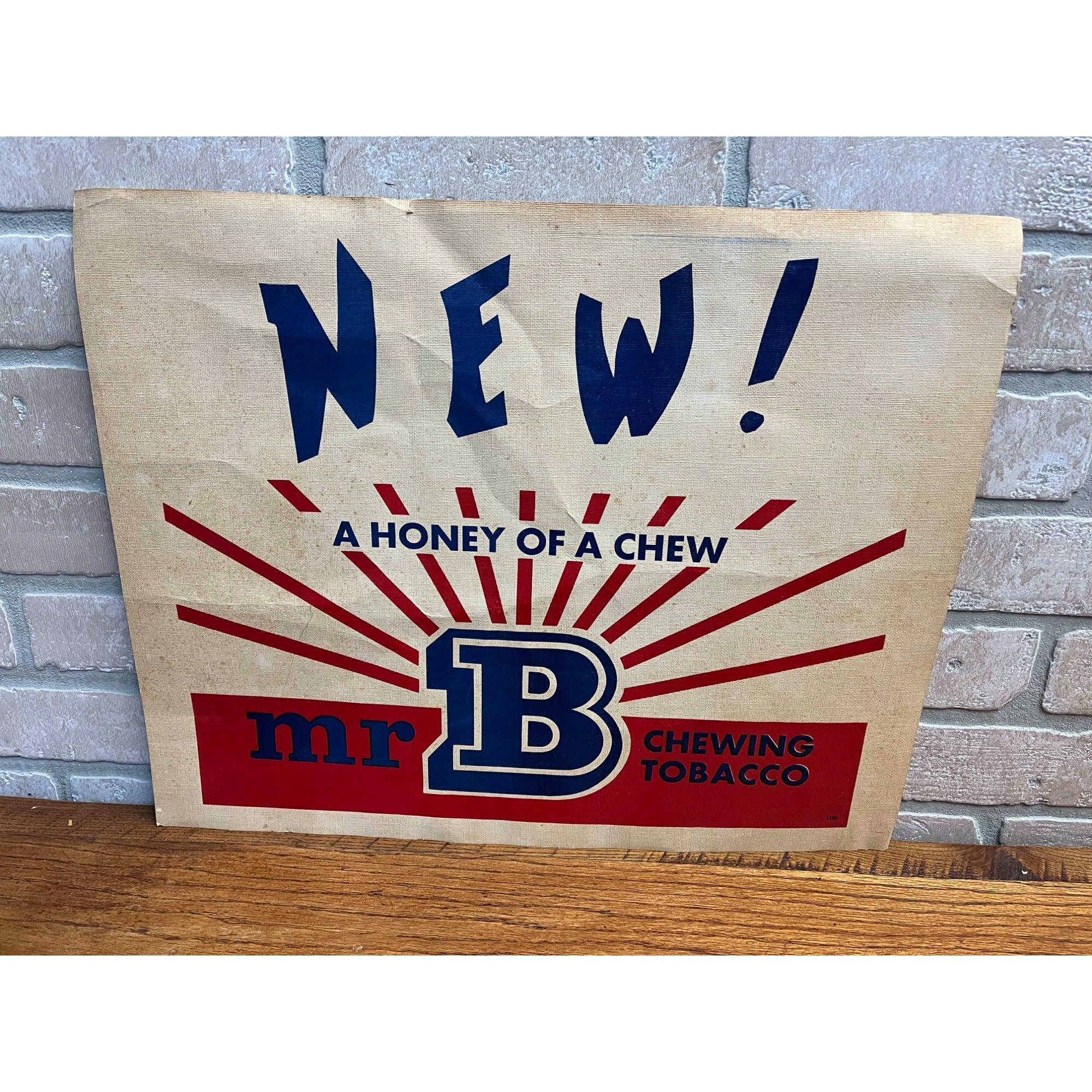 Vintage 1930s Mr B Chewing Tobacco Advertising Sign Red Lion PA J.C. Winter & Co