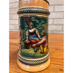 Vintage Matthias Grimscheid Courting Couple Relief Beer Stein w/Lid Germany 0.5L