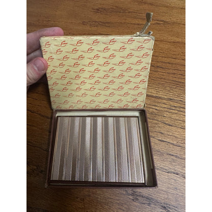 Vintage Classic Evans Art Deco Cigarette Case Gold Metal Stripes