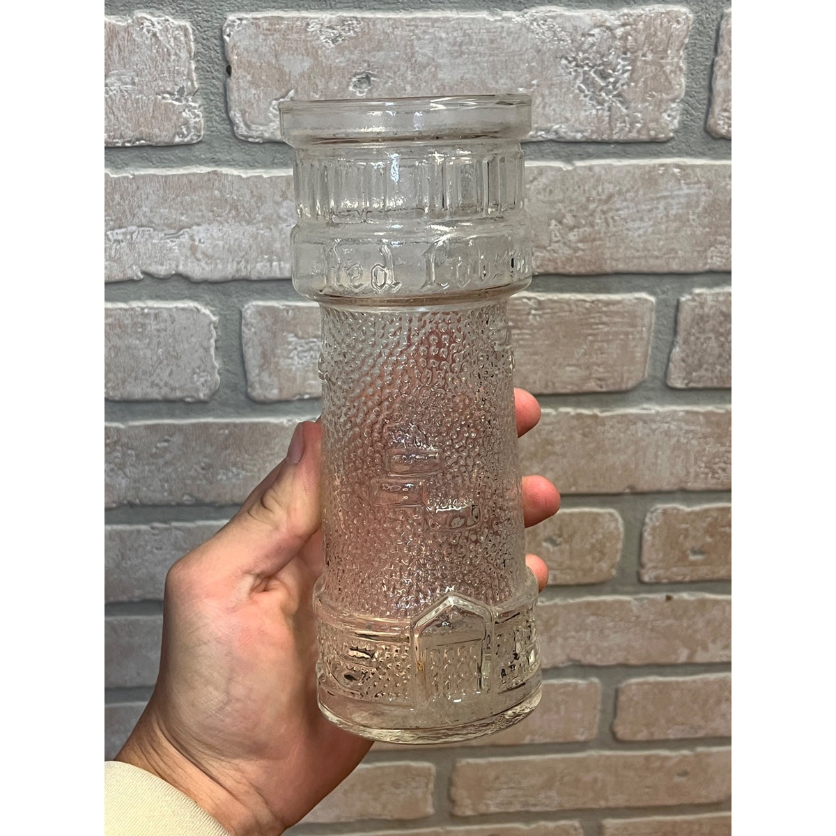 Vintage Red Lobster Lighthouse Shaped Restaurant Drinking Glass 7.5"