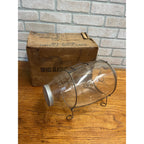 Original CF Orvis Manchester Embossed Glass Minnow Trap In Original Box