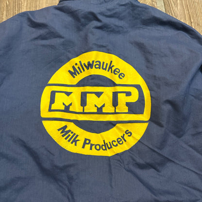 Vintage Blue Milwaukee Milk Producers Jacket Large Farming Advertising 1990s