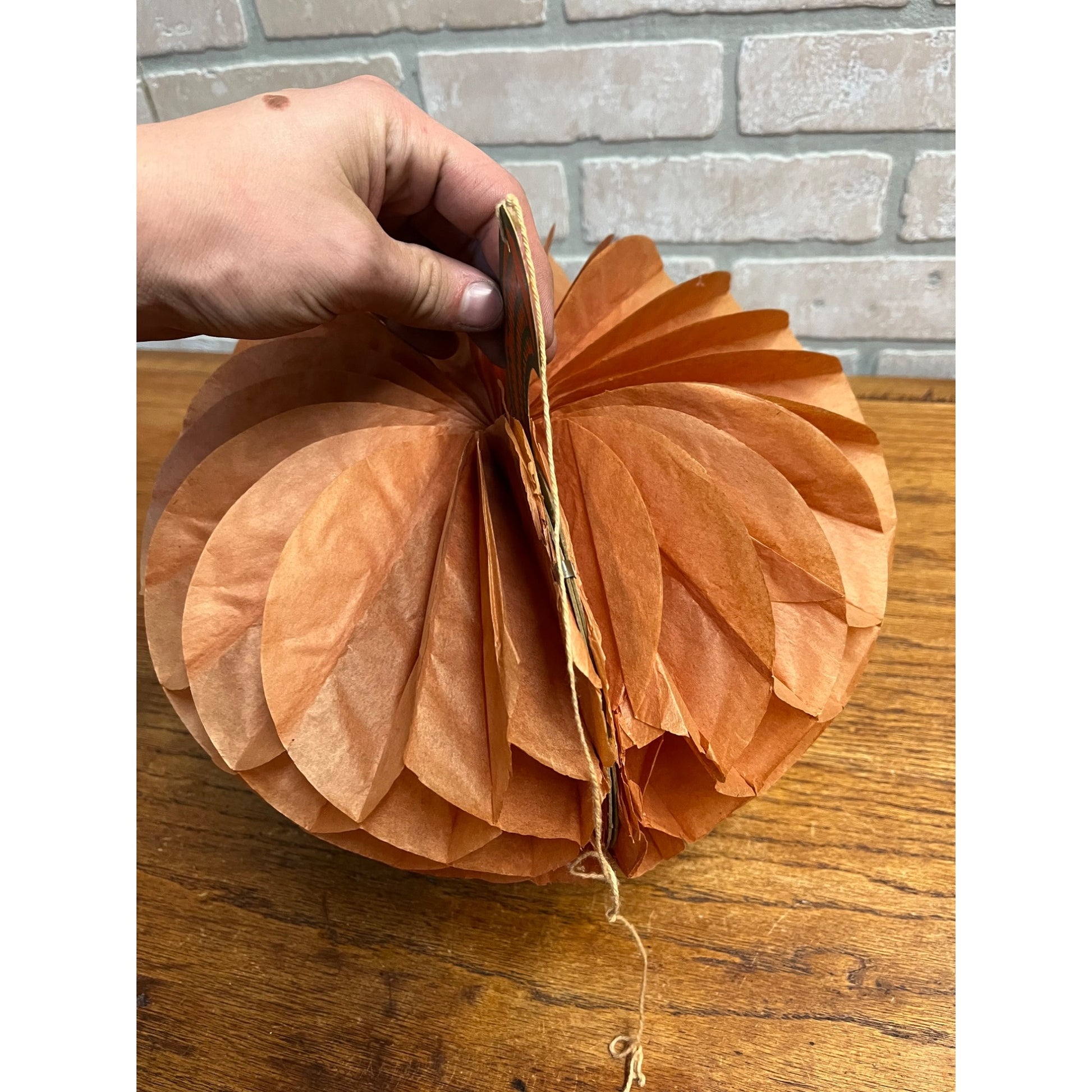 Vintage Halloween Accordion Besitle 1970s Pumpkin Honeycomb Party Decoration