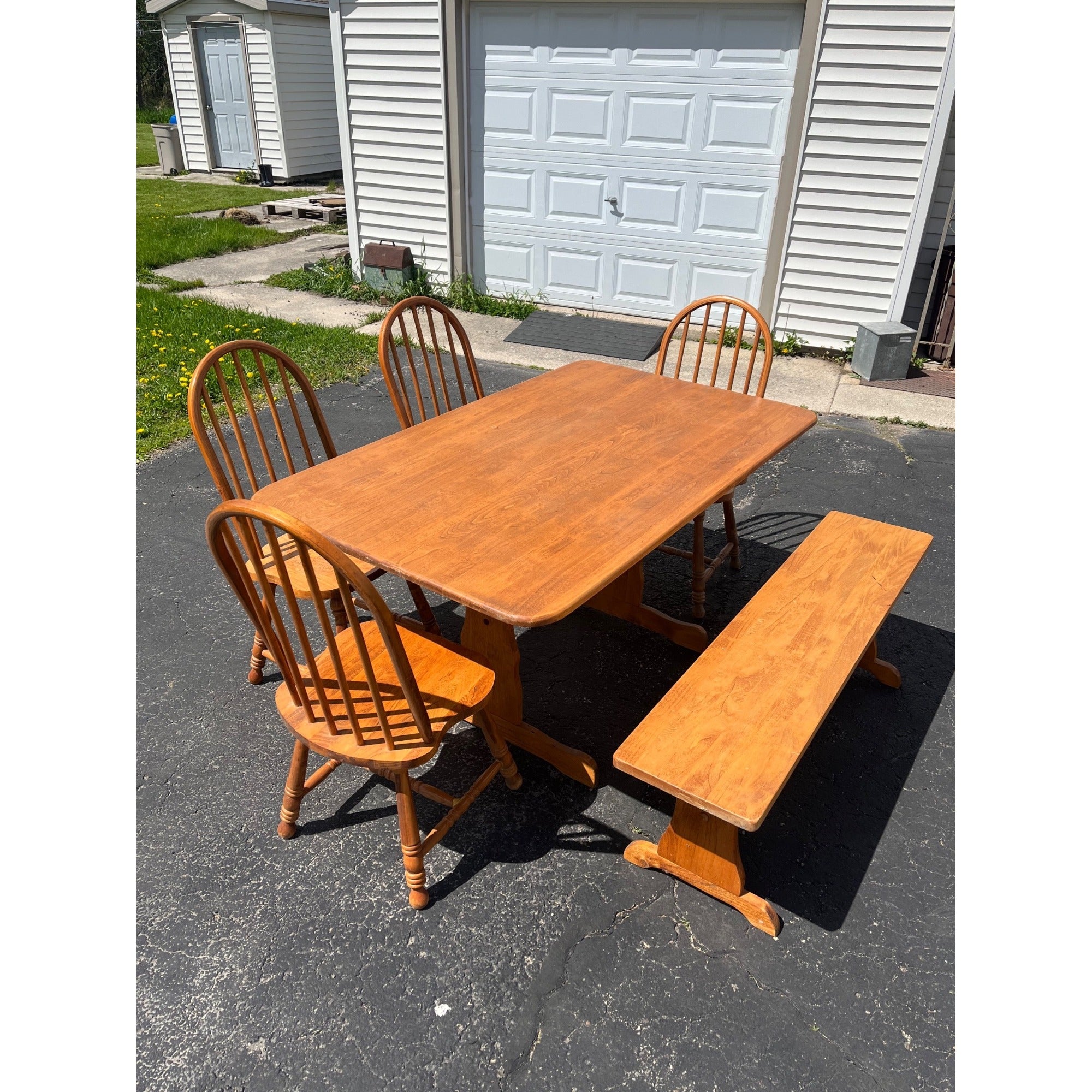 Solid Wood Kitchen Table & Chair Set w/ Bench