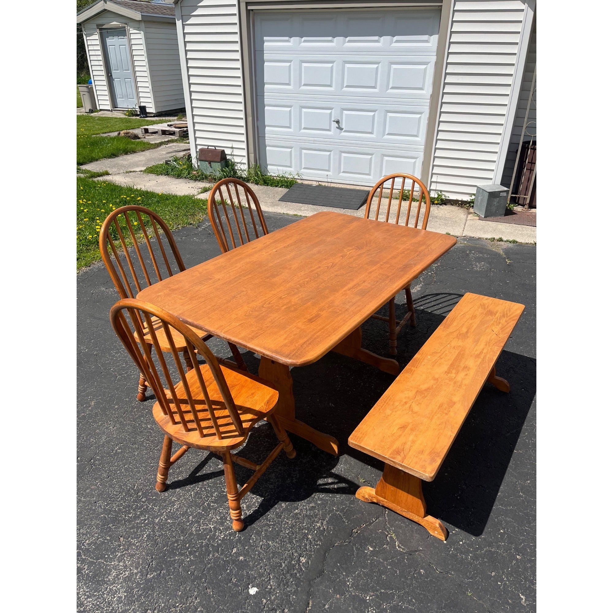 Solid Wood Kitchen Table & Chair Set w/ Bench