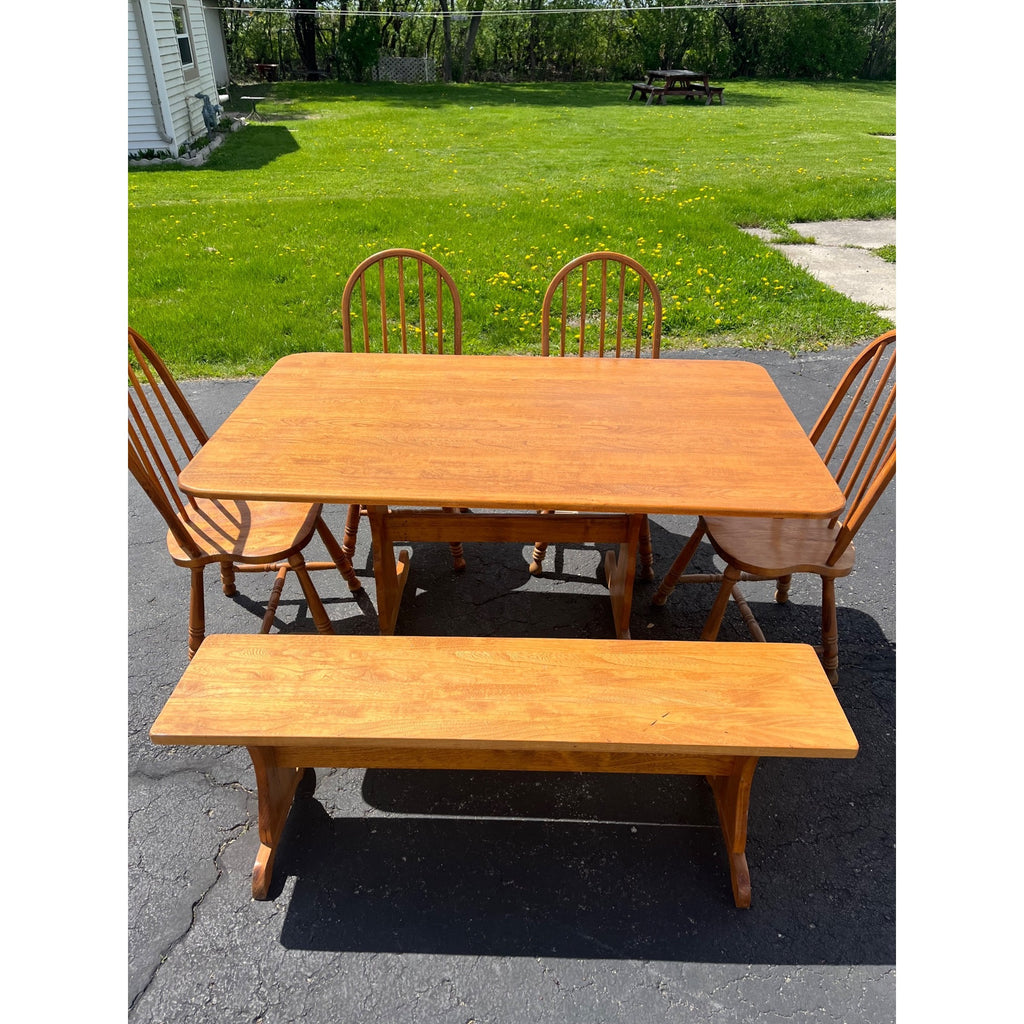 Solid Wood Kitchen Table & Chair Set w/ Bench