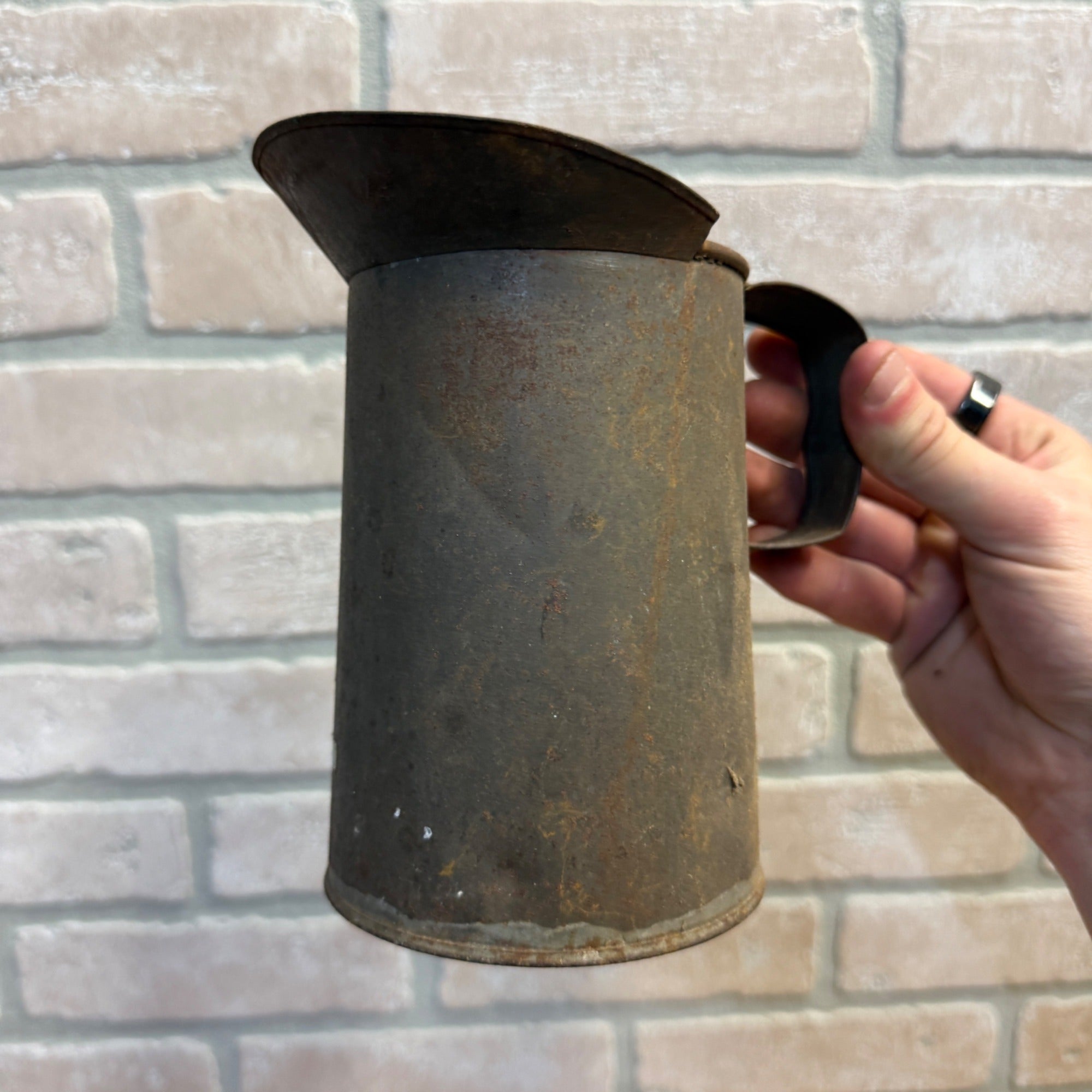 Rustic Primitive Tin Pitcher Antique Farmhouse Artisan Decor Early 1900s Vintage Accent Piece