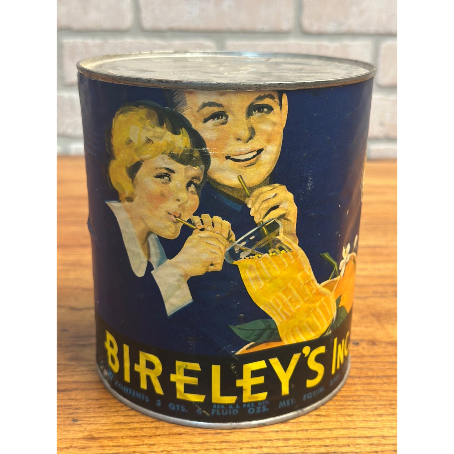 Rare Vintage 1930s Bireleys Syrup Juice Can Sign Advertising Paper Label Kids